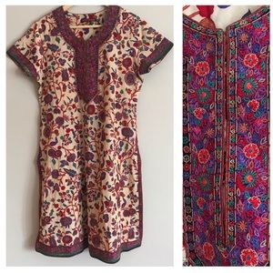 ritu kumar embroidered beige shirt dress